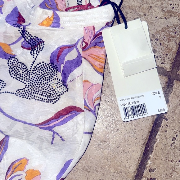 Zadig & Voltaire Rivage Jac Cut Gem Jewel Sparkly Flowers Silk-Blend Dress NWT S - Picture 9 of 13